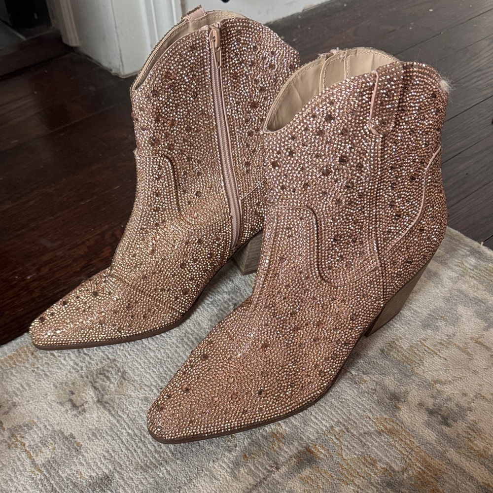 MATISSE ROSE GOLD gemstone ankle boots 10
